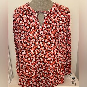 Old Navy Floral Blouse - Red and White